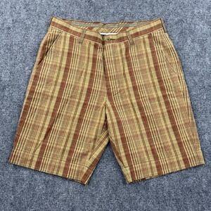 Tommy Bahama Relax Shorts 36 Brown Plaid Cotton Linen Men's